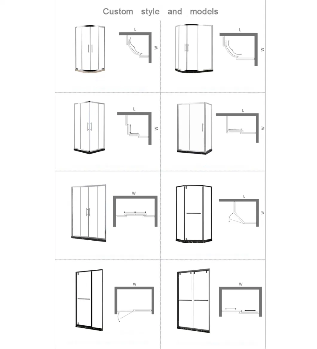 Pivot Aluminum Walk in Glass Shower Door