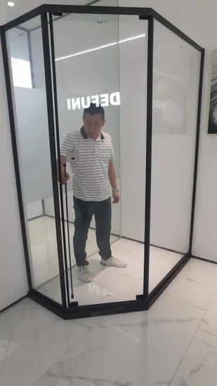Aluminum Matt Hinged Glass Door Black Shower Enclosures Shower Enclosure 900X900 Black