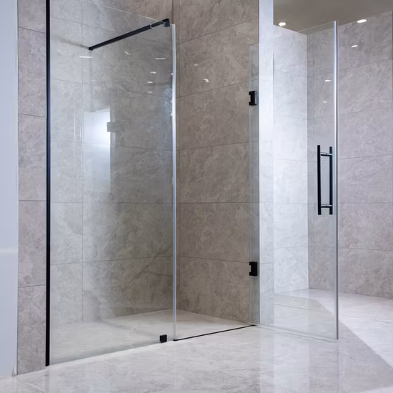 Hinge+Pivot Door T-Shape Shower Enclosure_Seperating Shower+Toilet (L24966)