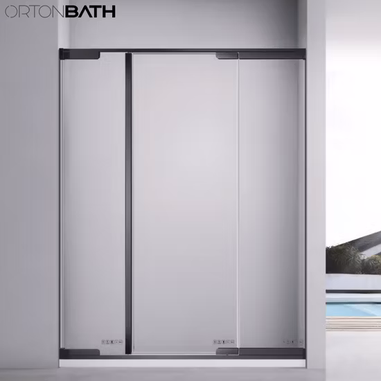 Ortonbath CE-zertifizierte, klare, transparente, gerahmte, silberfarbene, dicke, anpassbare Badezimmer-Duschabtrennung aus gehärtetem Glas mit Stützrahmen und Aluminiumprofil